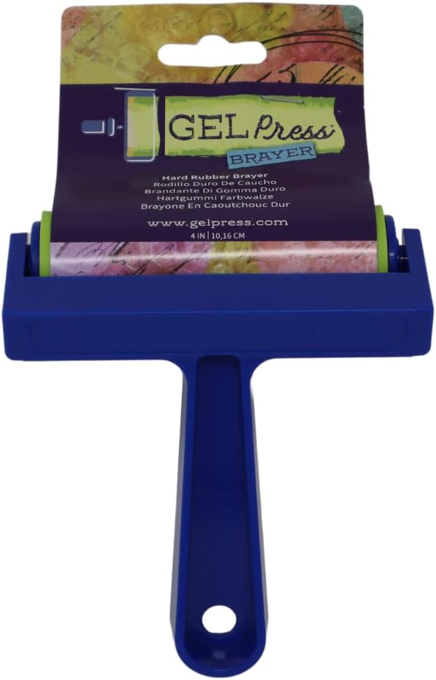 Gel Press Rubber Brayer - for printmaking, Scrapbooking, Paper Crafts, Home Decor & More - 4 Inches, Blue & Green
