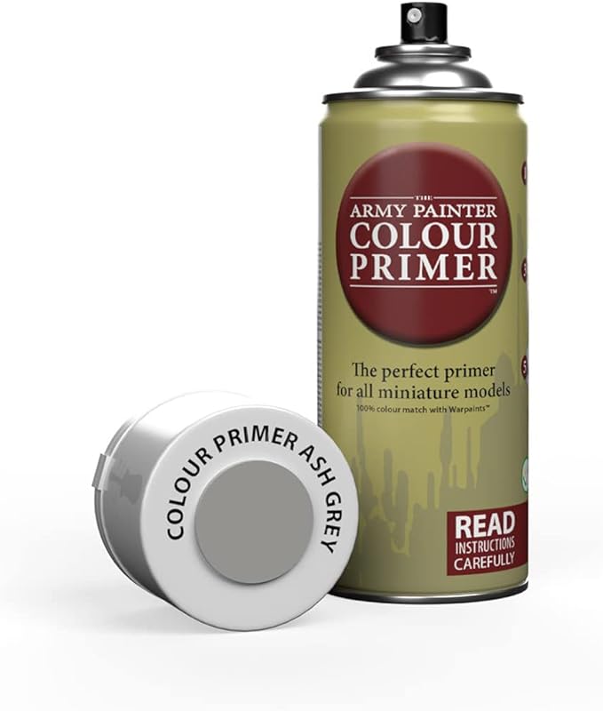 The Army Painter Colour Primer Ash Grey, 400 mL Acrylic Spray Primer, Spray Paint for Miniature Priming Basecoat, Tabletop Roleplaying, Boardgames, and Wargames Miniature Modelling