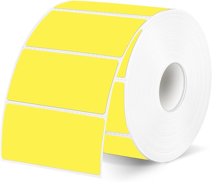 2x1 Inch Thermal Labels, Waterproof Thermal Printer Stickers, Self-Adhesive Shipping Label Printer Sticker for Barcode, Name, Address, 300 Labels/Roll- Yellow