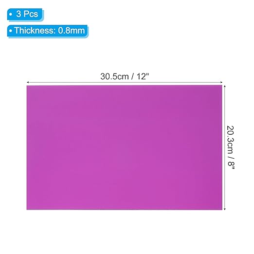 PATIKIL 8x12 Inch Anodized Aluminum Sheet Metal, 3Pcs Laser Plates Engraving Blanks 0.5MM Thin Rectangle for Crafting DIY House Laser Engraving, Purple