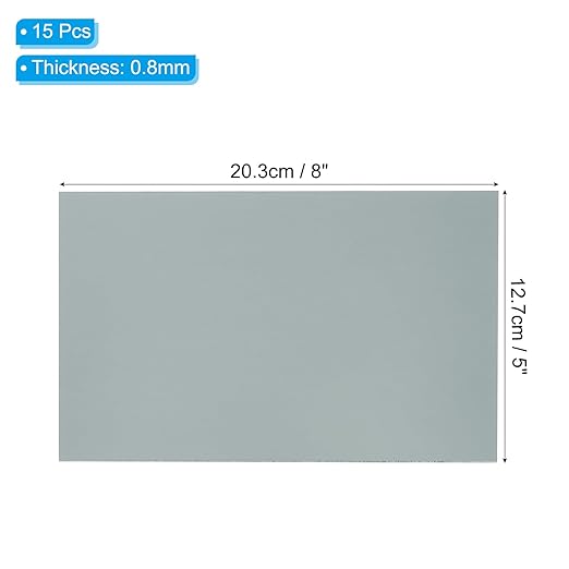 PATIKIL 5x8 Inch Anodized Aluminum Sheet Metal, 15Pcs Laser Plates Engraving Blanks 0.5MM Thin Rectangle for Crafting DIY House Laser Engraving, Gray