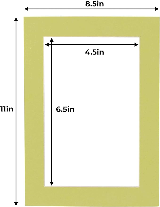 5x7 Mat for 8.5x11 Frame - Precut Mat Board Acid-Free Pistachio Green 5x7 Photo Matte For a 8.5x11 Picture Frame, Premium Matboard for Family Photos, Show Kits, Art, Picture Framing, Pack of 100 Mats