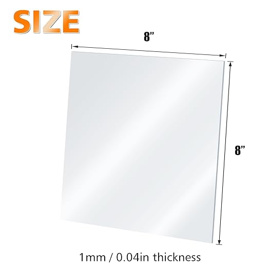 Egofine Plexiglass Sheets Acrylic Sheets 12 Pack of 8x8’’ 0.04 Thick Clear Plastic Cast Transparent Plexi Glass for Crafting Projects, Replacement Picture Frame Glass, DIY Display, Easy to Cut