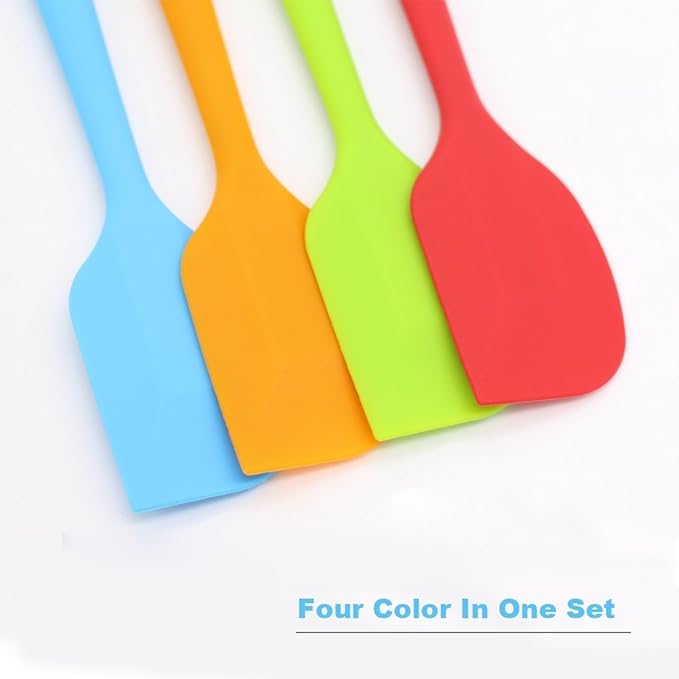 4-Piece Silicone Spatula, Heat-Resistant Non-stick Rubber Spatulas with Stainless Steel Core