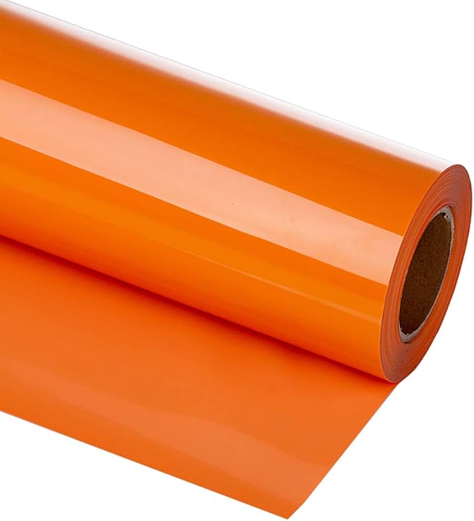 Guangyintong Heat Transfer Vinyl Orange HTV Rolls, 12" x 12ft Iron on Vinyl for T-Shirts, Matte Surface HTV for All Cutter Machine Easy to Cut & Weed for Heat Vinyl DIY Design
