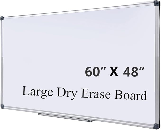 Premium 60"x 48" Magnetic Dry Erase Board with Aluminum Frame | Versatile Wall-Mounted Large Whiteboard with Pen Tray for Enhanced Office and Classroom Presentations & Collaborations