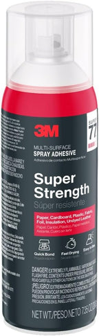 3M Super 77 Multi-Surface Spray Adhesive, 7.35 oz., Low VOC, Quick Bond, Fast Drying, Clear Finish for Foil, Foam, Paper, Metal, Plastic, Fabric, and Cardboard (77-10-NAT)