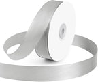 KMER LIFE 1 inch Wide x 50 Yards Polyester Satin Ribbon - Silvery Single Faced, Perfect for Wedding Decor, Wreath, Crafts, Gift Wrapping & Other Projects