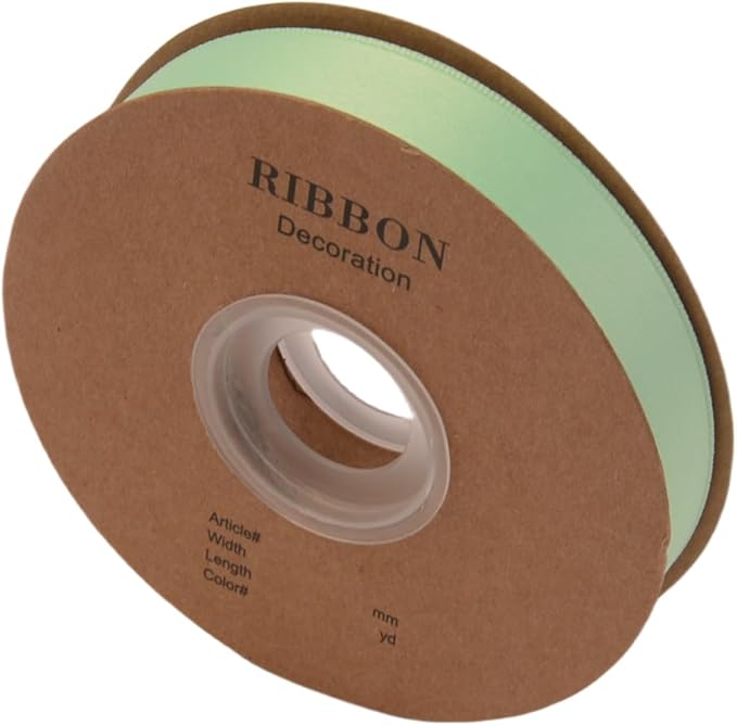 Double Side Satin Ribbon, Continuous 20 Yards,Use for Craft Bows Bouquet, Gift Wrapping, Wedding Decoration, Floral Arrangement (Light Green, 4/5 inch)