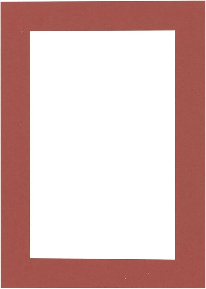 8x10 Mat Bevel Cut for 5x8 Photos - Acid Free Brick Red Precut Matboard With Backing Board and Crystal Clear, Self Seal Photo Mat Bag - For Pictures, Photos, Framing - 4-ply Thickness