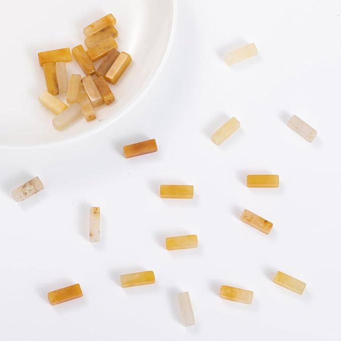 Natural Yellow Jade Rectangle Tube Beads 4x13mm 38cm/str Loose Semi Gemstone Stone Beads for Making Bracelets Necklace Earrings