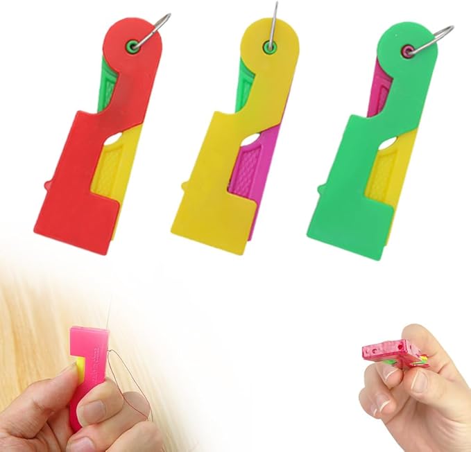 Automatic Needle Threader,2024 New Plastic Needle Threaders,Used to Quickly Thread The Thread Into The Needle Hole, Suitable for The Elderly and Those Who Like to Do Needlework(Random Color) (3 PCS)
