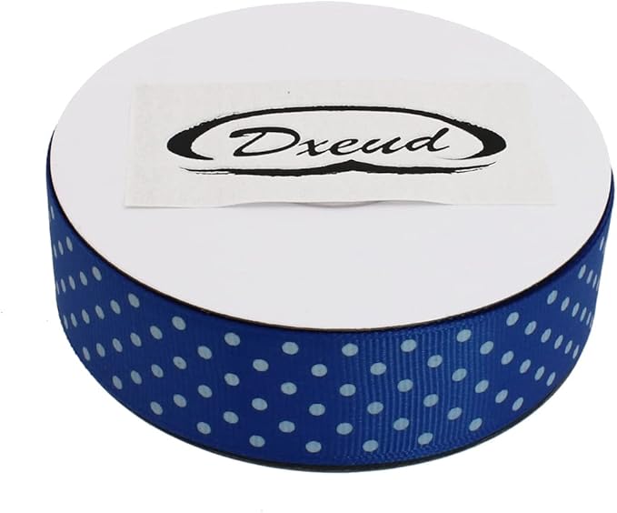 Polka Dot Grosgrain Ribbon 25 Yard Each Roll 100% Polyester (1", Royal Blue)