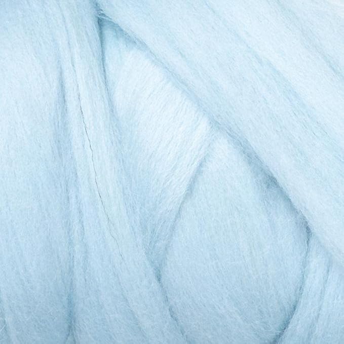 Kondoos Colored Natural Wool roving, 1 lb. Best Wool for Needle Felting, Wet Felting, handcrafts and Spinning. (Light Blue, 1 lb)