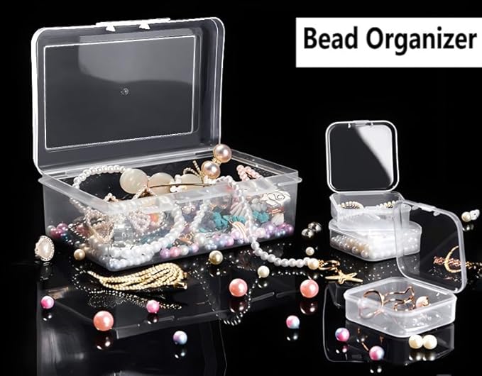 DUOFIRE 18 Pieces Plastic Bead Organizer, Craft Organizers and Storage Bead Storage Containers Small Transparent Boxes with Hinged Lid for Modular Storage of Small Parts, Diamonds, DIY Art, Jewelry
