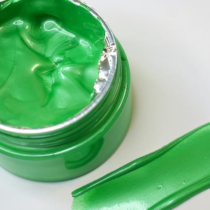 Shimmer Metallic Acrylic Paint Metallic Chalk Paste 1.7oz/50ml, Ideal for Wood/T-Shirts/Glass/Stone, DIY Crafts Projects Glitter Pearlescent Golden Pigment Suitable for Beginners Artists (Pearlescent Green)