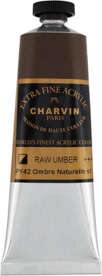 Charvin Extra Fine Professional Acrylic Paint - Raw Umber, 60ml Tube, Triple-Milled, Lightfast Pigments, Open Stock Artist Acrylic Paints in Nature-Inspired Hues
