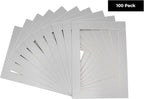 6x8 Mat for 8x10 Frame - Precut Mat Board Acid-Free Metallic Silver 6x8 Photo Matte for a 8x10 Picture Frame, Premium Matboard for Family Photos, Show Kits, Art, Picture Framing, Pack of 100 Mats