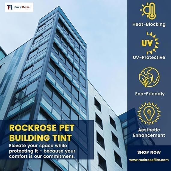 Rockrose Professional Window Tint for Home – One Way Privacy Window Film for Home Offices Heat Blocker Reflective Adhesive Mirror Tint with 99% UV Block – Silver 72in x 100FT