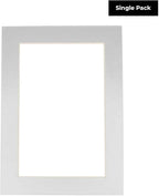 5.5x8.5 Mat for 8.5x11 Frame - Precut Mat Board Acid-Free Metallic Silver 5.5x8.5 Photo Matte for a 8.5x11 Picture Frame, Matboard for Family Photos, Show Kits, Art, Picture Framing, Pack of 1 Mat
