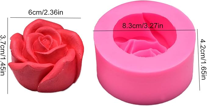Rose Candle Mold Flower Silicone Mold for Soap, Fondant, Cake Decorating, Chocolate, Candy,Ploymer Clay