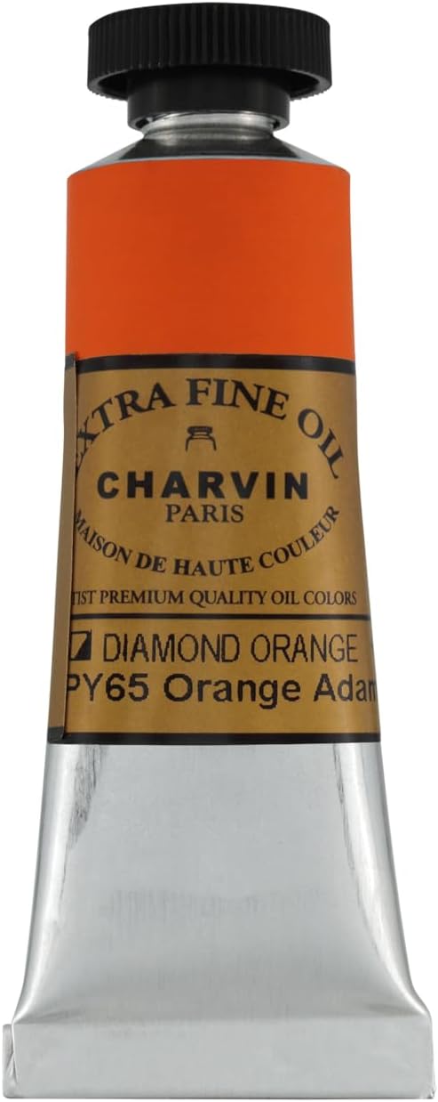 Charvin Extra Fine Oil Paint, Diamond Orange 20 mL - Triple-Milled, Rich Texture, Poppy Oil-Based, Light-Fast, Handmade, Archival Quality