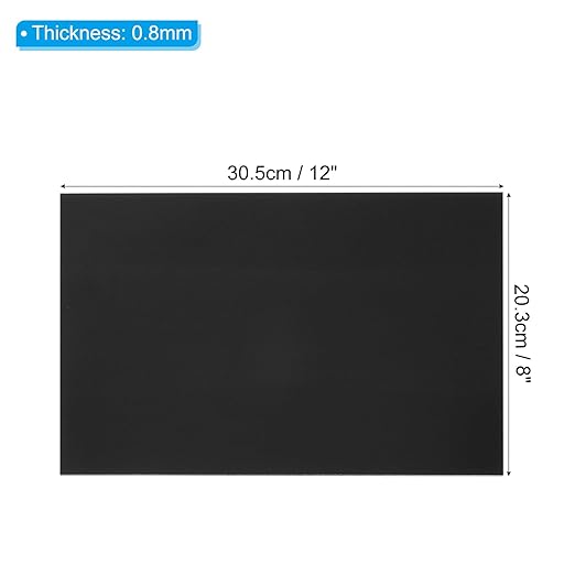 PATIKIL 8x12 Inch Anodized Aluminum Sheet Metal, 1Pcs Laser Plates Engraving Blanks 0.5MM Thin Rectangle for Crafting DIY House Laser Engraving, Black
