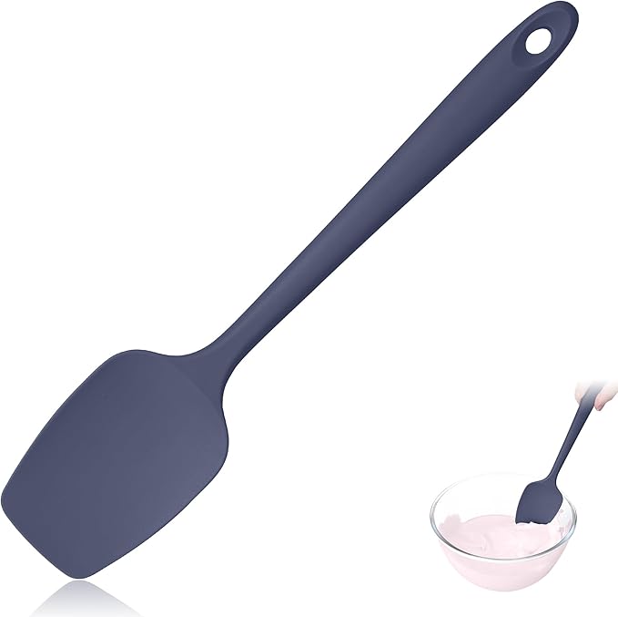 600ºF Heat Resistant Spatula, 11.34 inch High Heat Food Safe Semless Kitchen Silicone Spoon Spoonula Scraper for Cooking Baking Mixing Scraping Stirring Nonstick Cookware Pan (Midnight Blue)