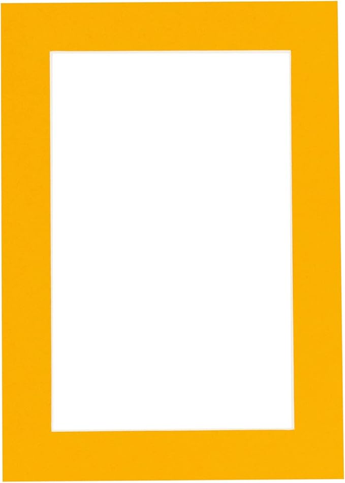 Pack of Ten Acid Free 8x10 Mats Bevel Cut for 6x8 Photos - Golden Orange Precut Matboards With Backing Boards and Self Seal Photo Mat Bags For Pictures, Photos, Framing - 4-ply Thickness
