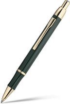 Green lacquer Gel Pen With 24K Gold Finish, Retractable, Gift Pen Set, Black Ink Refill, Professional, Elegant, Writing, Executive, Nice Fancy Designer Pens, Perfect for Men and Women
