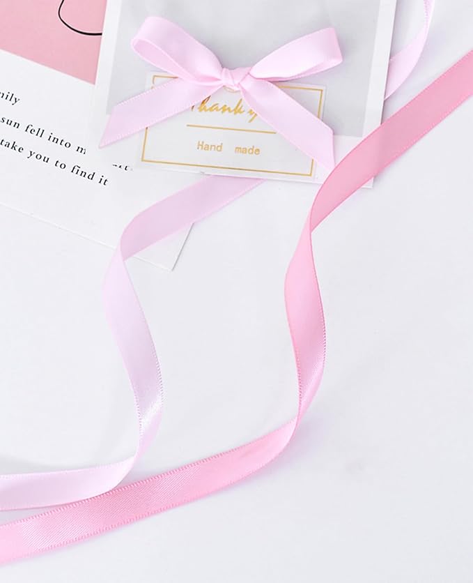 1/4" x 100 Yards Light Pink Polyester Satin Ribbon Single Faced Bulk Fabric Ribbons for Gift Wrapping, Crafting and DIY Projects, Hair Accessories, Tiny Bows