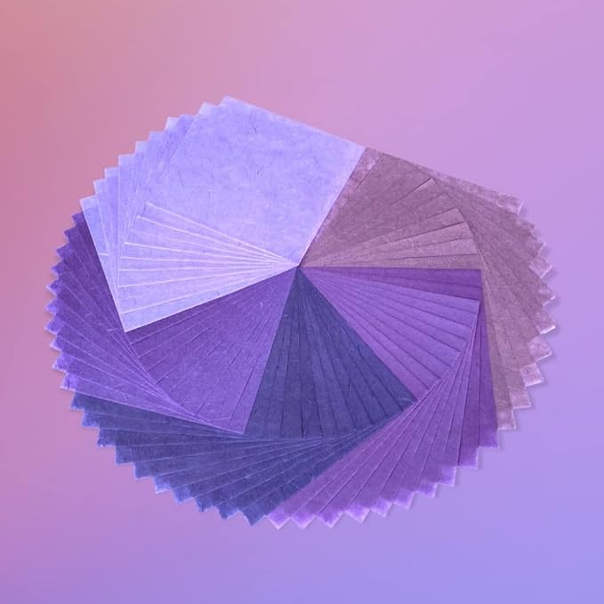 50 Sheets 6 x 6 Inches Natural Fiber Mulberry paper Sheets Square Origami Paper Arts Folding Craft, Decoration Paper, Square Folding Paper for DIY Crafts (Lavender Tone, 6x6 Inch)