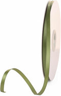 1/4" x 100 Yards Olive Green Polyester Satin Ribbon Single Faced Bulk Fabric Ribbons for Gift Wrapping, Crafting and DIY Projects, Hair Accessories, Tiny Bows
