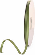 1/4" x 100 Yards Olive Green Polyester Satin Ribbon Single Faced Bulk Fabric Ribbons for Gift Wrapping, Crafting and DIY Projects, Hair Accessories, Tiny Bows