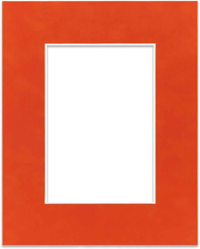 Pack of TEN 8x10 Mats Bevel Cut for 5x8 Photos - Acid Free Orange Suede Precut Matboards For Pictures, Photos, Framing - 4-ply Thickness