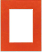Pack of 25 Acid Free 11x14 Mats Bevel Cut for 8.5x11 Photos - Orange Suede Precut Matboards With Backing Boards and Clear Photo Mat Bags For Pictures, Photos, Framing - 4-ply Thickness