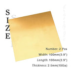 10 Gauge Brass Sheet，H62 Brass Plates Metal 0.098" Thickness x 3.9" Width x 3.9" Lenght, for Models, Crafts, Repairs, Electrical, 2Pcs