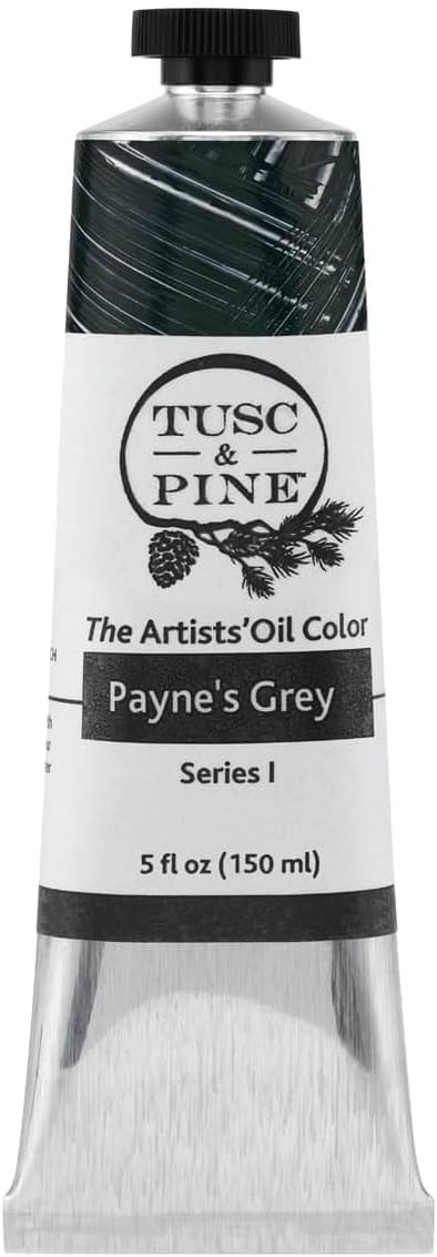 Tusc & Pine Artist Oil Paint - Payne's Grey, 150 ml, Non-Yellowing, Rich & Creamy Consistency, Maximum Pigment Load, Small Batch Milled Oil Paints Made in the USA for Professional Artists
