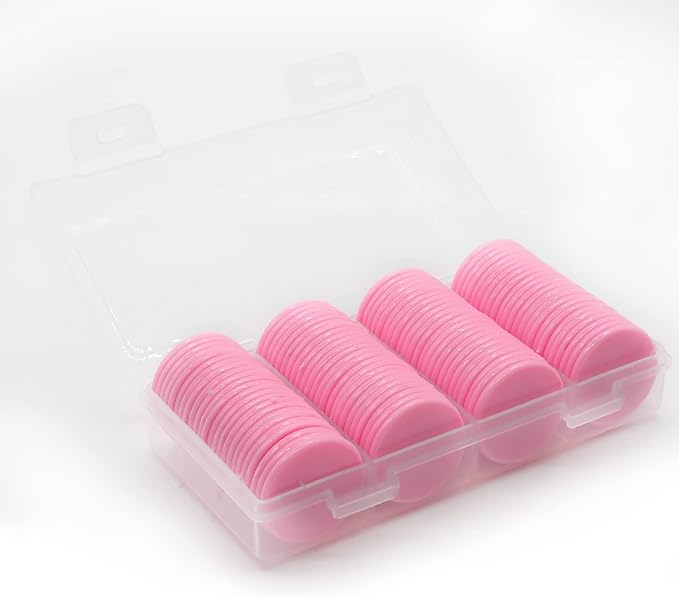 Set of 100 Opaque Plastic Learning Counters Mini Poker Chips Game Tokens with Storage Box (Pink, 1.26 Inch)