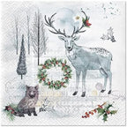 20-ct 13x13 Christmas Paper Decoupage Napkins, 3-Ply Servilletas Tissue Napkin for Dinner and Parties, Disposable Napkins (Animal Winter)