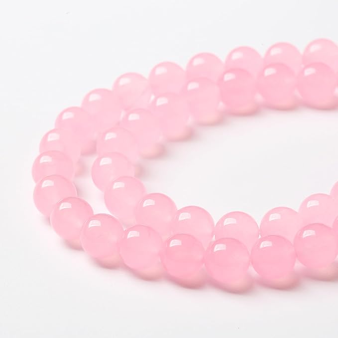 45pcs Natural Light Pink Chalcedony Stone Beads for Jewelry Making - Energy Healing Power Stone Beads - DIY Bracelet Necklace Accessories - 15" (8mm, Light Pink Chalcedony)