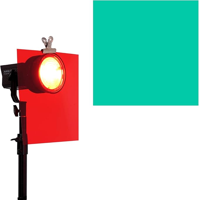 Lystaii 9pcs Christmas Lighting Gel Filter 11.8 x 11.8 Inches Gel Light Filter Color Correction Colored Overlays Transparent Color Filters Film Plastic Sheets for Video Photo Stage Studio (Red Green)