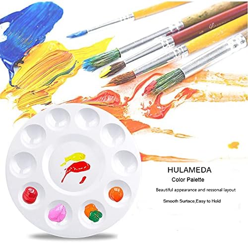 Hulameda 10pcs Paint Tray Palettes,Plastic Round Pallet for Kids or Pupils to Painting, DIY Craft at Home, Kindergarten or School