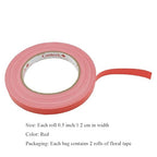 HAHIYO Red 0.5Inch Wide Floral Tape, Waterproof Florist Tape Flower Wrap Adhesive Waterproof Decorative Tape for Bouquet Stem Wrapping Flower Arranging and Floral Craft, 2Rolls 200Feet/66Yard