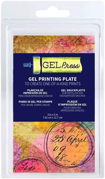 Gel Press Monoprinting Print Plate - 3” X 5” Gel Plate - Printmaking Supplies - Reusable Gel Printing Plate for Press Art for Card Making, Scrapbooking, Journaling, Arts and Crafts, Home Decor