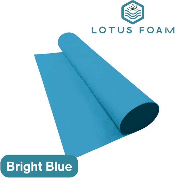 LotusFoam Large 3mm EVA Foam Sheet - 44"x 85" High Density Foam 130 kg/m3 for Cosplay, Costumes, Crafts, Flooring, Outdoor Use - 35 Colors (Bright Blue) - Bright Blue
