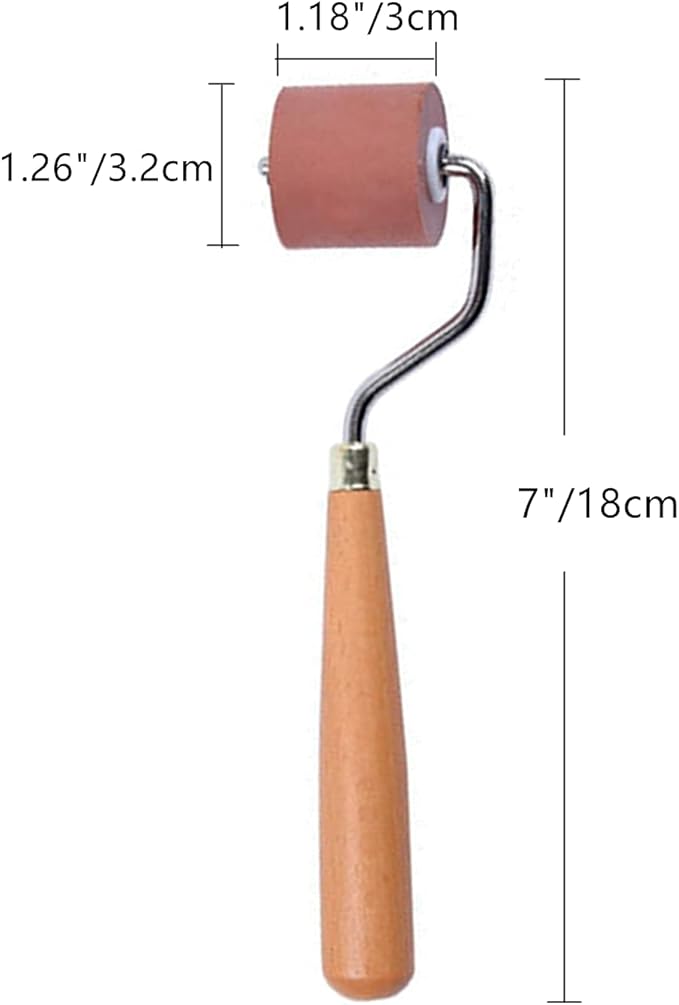 BANLTRE Rubber Brayer Roller for Printmaking, Ideal for Anti Skid Tape Construction Tools, Print,Craft Stamping Brayers for Wallpapers and Scrapbooks (1.18")