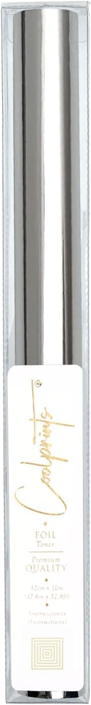 Coolprints Foil for Laminator and Laser Printer, Foil for Toner, Basic Colors, Roll of 12.6 Inches x 32.8 Feet (Silver)