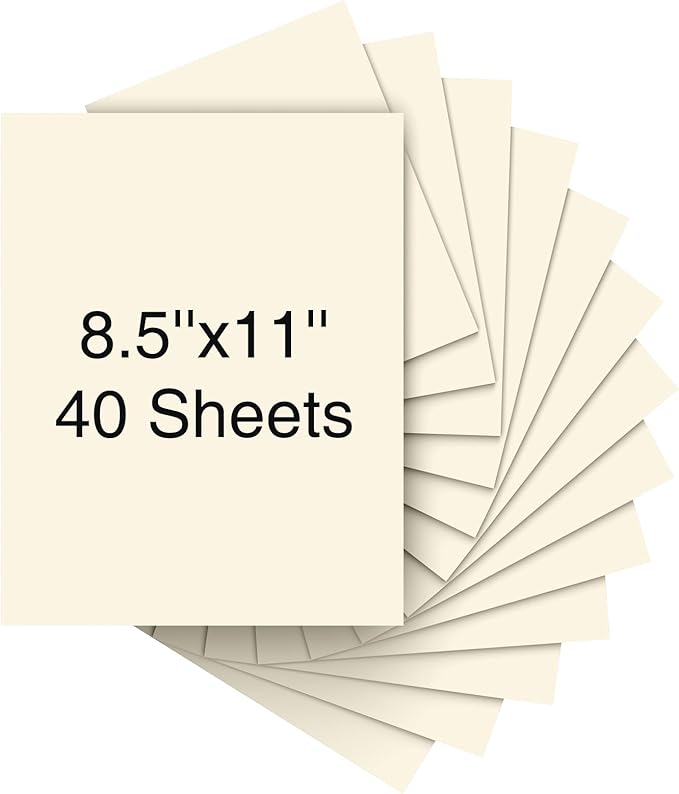 Cardstock 8.5 x 11 Inch 40 Sheets 190 gsm Heavyweight Card Stock Paper Off White Cardstock Printer Paper Perfect for Wedding Invitations, DIY Cards, Postcards, Photos, Art and Crafts