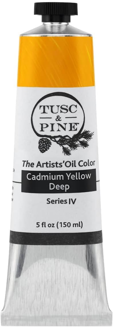 Tusc & Pine Artist Oil Paint - Cadmium Yellow Deep, 150 ml, Non-Yellowing, Rich & Creamy Consistency, Maximum Pigment Load, Small Batch Milled Oil Paints Made in the USA for Professional Artists